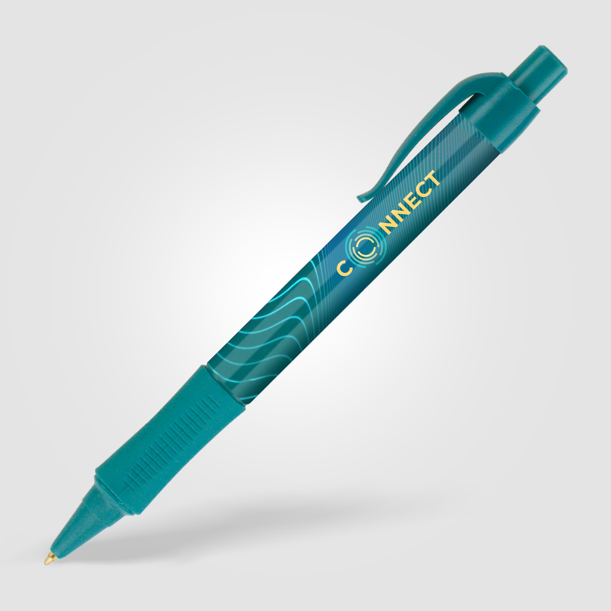 Stylo-bille publicitaire avec grip Hepburn Bleu canard
